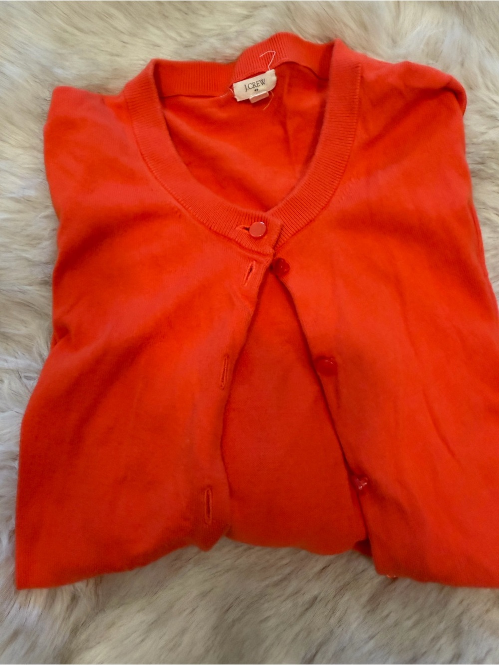 J. Crew Factory Women's Bright Orange V-Neck Button Cardigan
